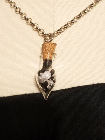 Onyx & crystal bulb necklace