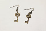 Antique bronze key earrings