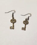 Antique bronze key earrings