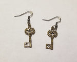 Antique bronze key earrings