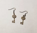 Antique bronze key earrings