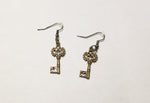 Antique bronze key earrings