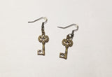 Antique bronze key earrings