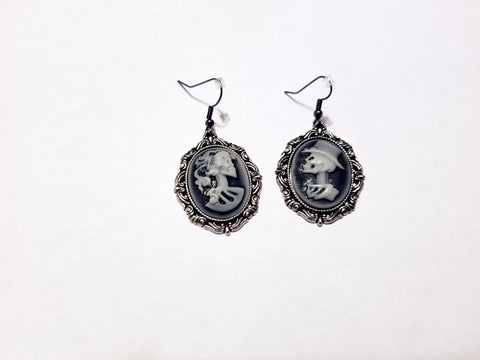 skeleton cameo earrings