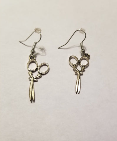 Small silver scissors earrings