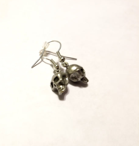 silver skulls & fishhooks earrings