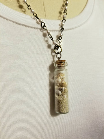 take me to the beach tall skinny bottle necklace